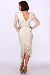 80s Lace Draped Wiggle Wedding Dress